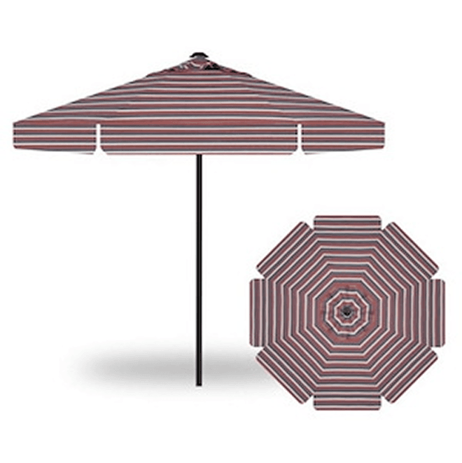 a striped umbrella canopy shown from the side and from the top